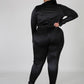 Plus Size Satin Body Suit Set