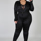 Plus Size Satin Body Suit Set