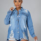 Distressed Blue Jean Jacket